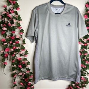 Adidas Men Light Gray Athletic Shirt Mens Large Fitness Workout Gym